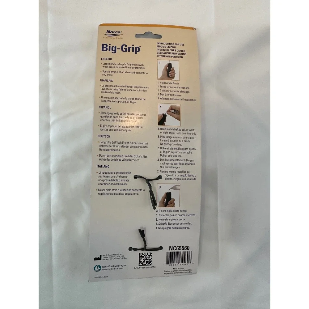Norco Big-Grip Bendable Weighted‎ Fork Adaptive Utensil Non-Slip Soft Grip